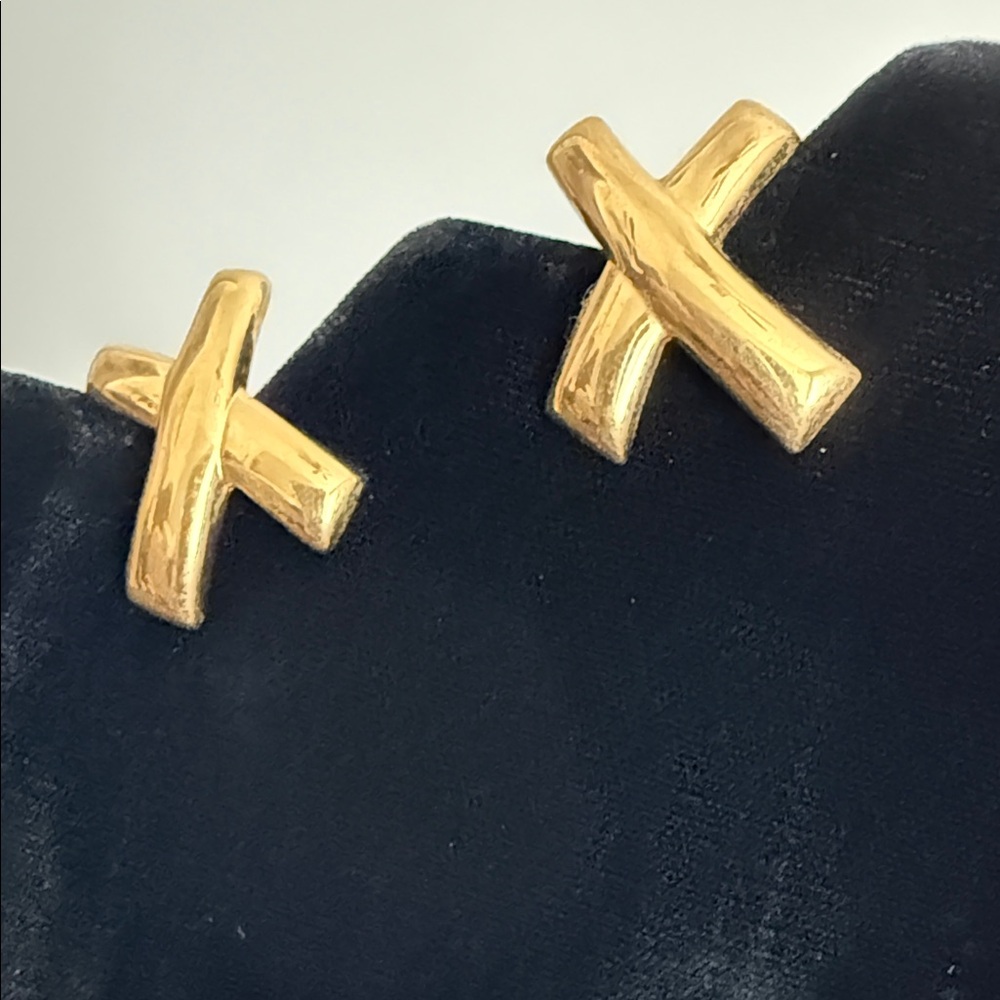 Gold X Stud Earrings - Women's Jewelry